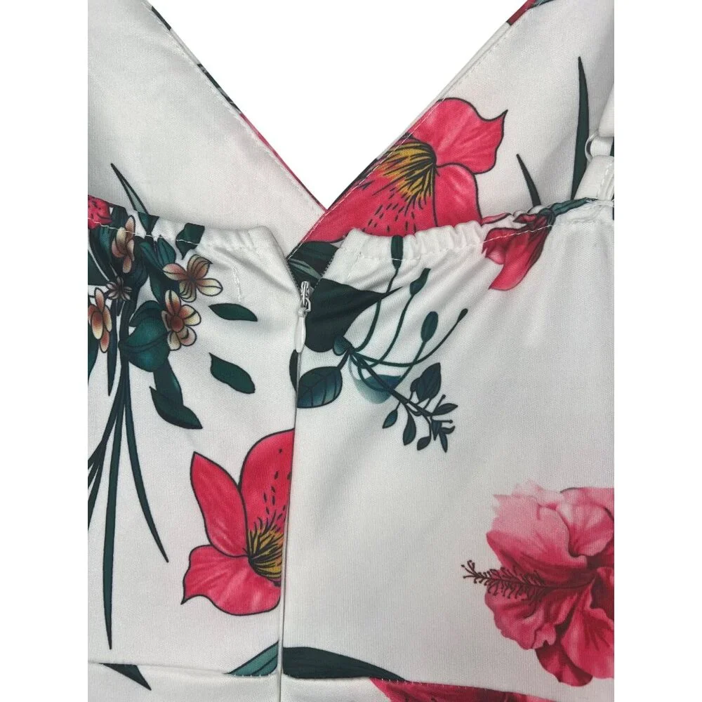 CBR Floral Print Womens Romper With Lace Hem & Adjustable Straps Large - Picture 5 of 12